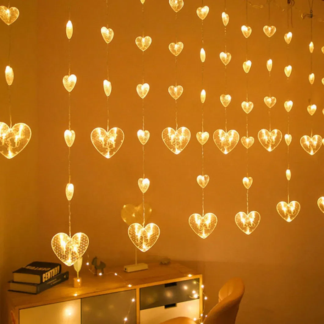 Tiktok Valentine&prime;s Day Gift Ideas Suction Cup Glass Curtain Decoration String Lights