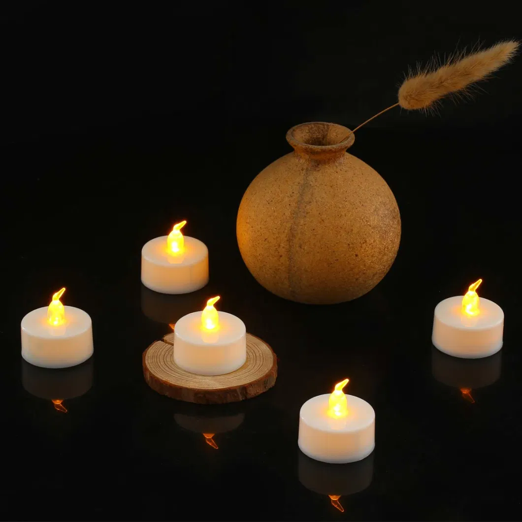 24PCS Home Decor Flameless Warm Yellow White Candle Shape Flickering LED Tea Lights