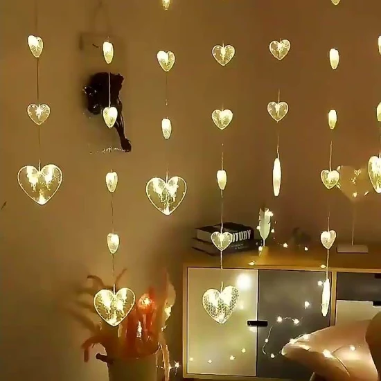 Tiktok Valentine′s Day Gift Ideas Suction Cup Glass Curtain Decoration String Lights