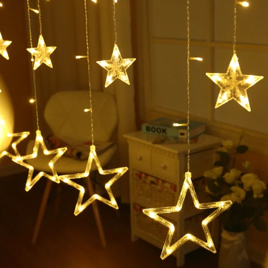 LED Star Curtain Light Window String Fairy Lights for Christmas Wedding Decoration Lights for Home