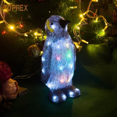 Toprex Decor 3D Acrylic High Brightness Lighting Design Christmas Lighted Animated Penguin Outdoor Display Light Animal